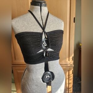 Black Sparkle Halter Top